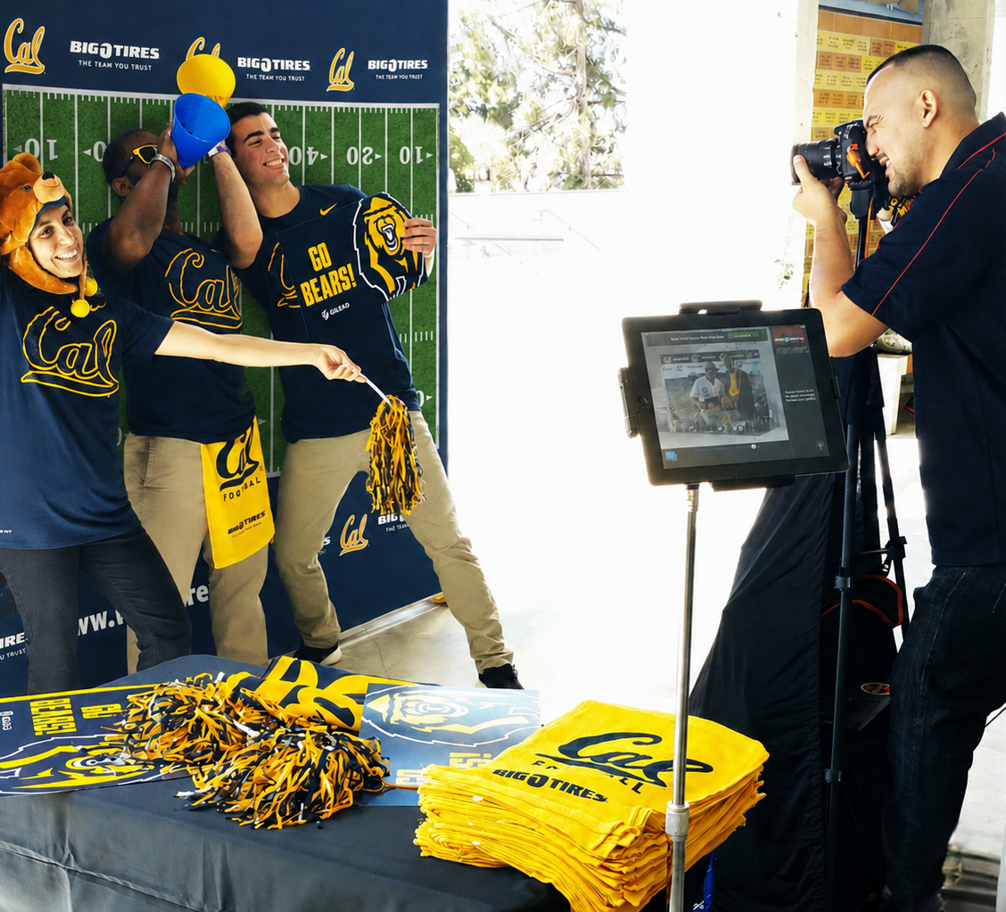 LeadLens branded photo booth at a corporate event